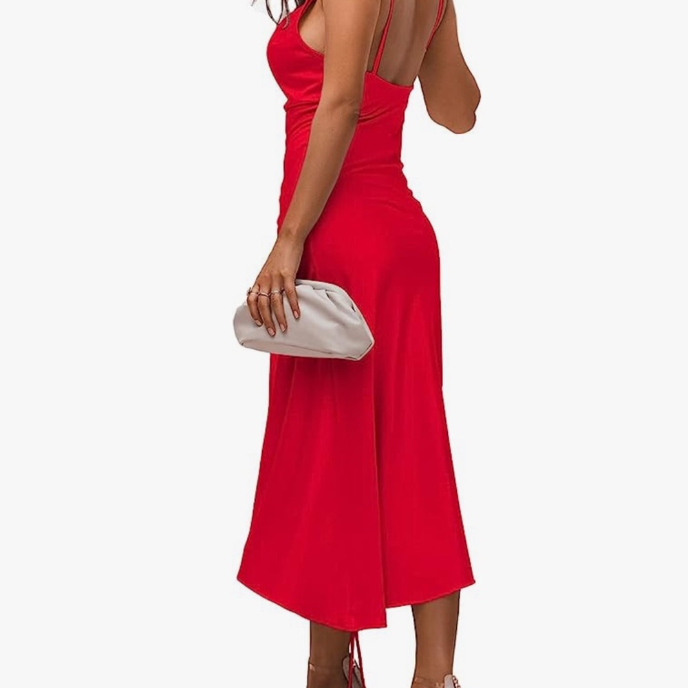 Satin Cowl Neck Dress